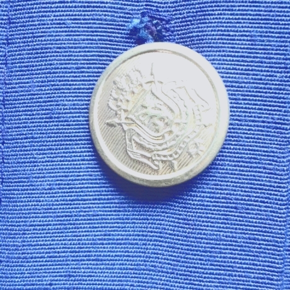 Vintage scoop neck dress with gold buttons down the front, long-sleeve - Picture 2 of 6